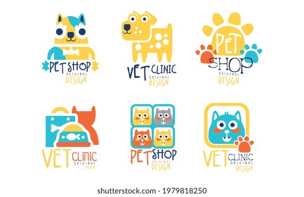Pet Shop and Vet Clinic Graphic Emblem Original Design Vector Set
