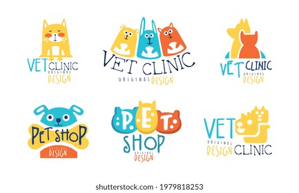 Pet Shop and Vet Clinic Graphic Emblem Original Design Vector Set