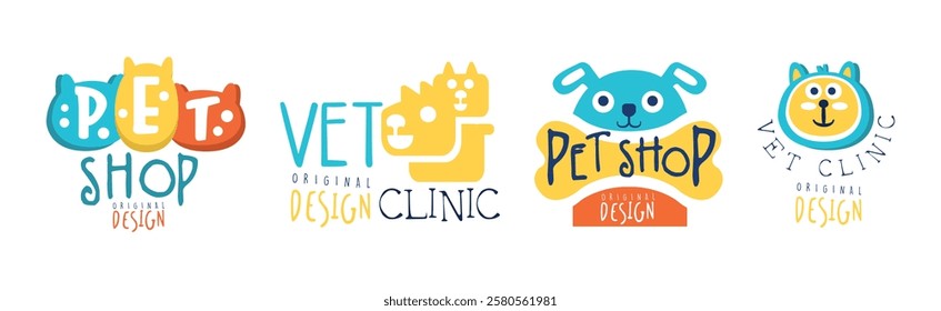 Pet Shop and Vet Clinic Graphic Emblem Original Design Vector Set