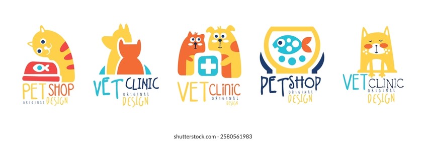 Pet Shop and Vet Clinic Graphic Emblem Original Design Vector Set