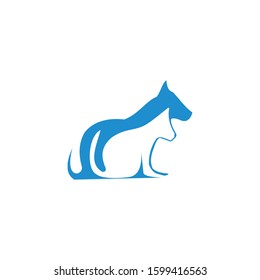 Pet shop or vet clinic logo. Animals, cat, dog icon or label. Animal silhouette vector illustration.
