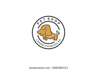 Pet shop veterinarian clinic logo design, cute little dog sticker.