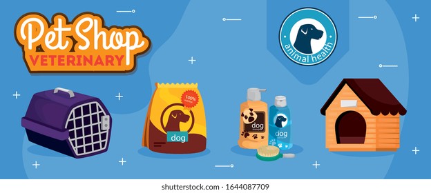 pet shop veterinary with icons vector illustration design