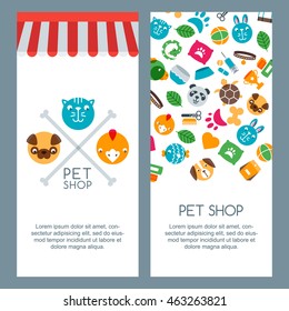 Pet shop, zoo or veterinary banner, poster or flyer template.