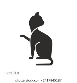 pet silhouette icon, cat, home animal, flat symbol on white background - vector illustration