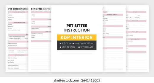 Pet Sitter Instructions Template Printable, Pet Sitter Notes, Pet Sitter Form, Pet Sitter Planner