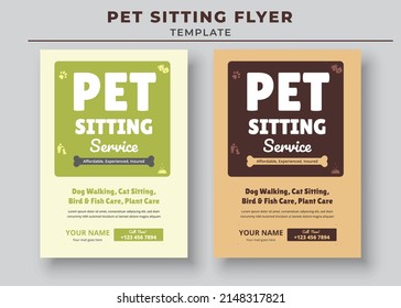 Pet Sitting Flyer Template, Pet Walkers Flyer Template, Pet Care Poster