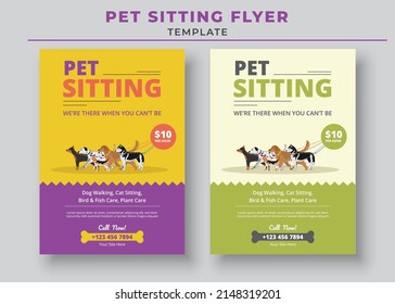Pet Sitting Flyer Template, Pet Walkers Flyer Template, Pet Care Poster svg