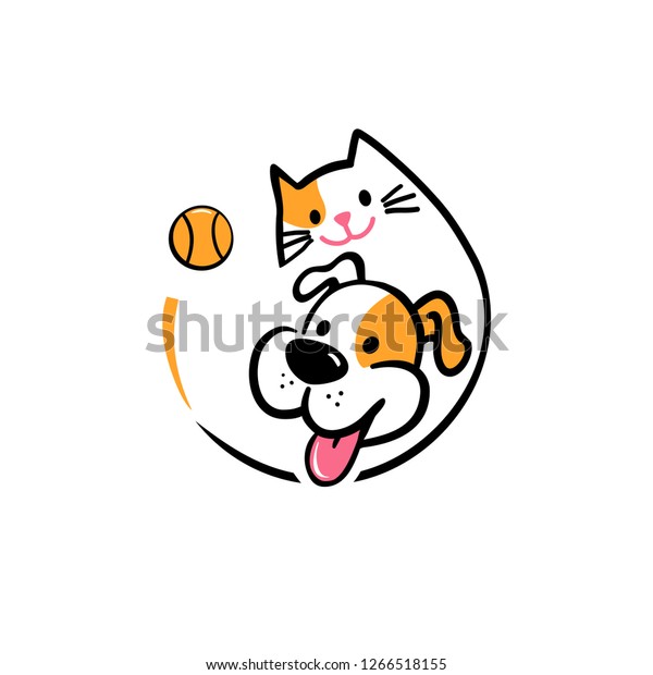 Pet Sitting Logo Cartoon Dog Cat Stock Image Download Now