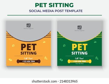 Pet Sitting Social Media Post Template, Pet Care Social Media Post, Pet Walkers Poster