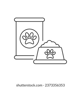Pet snack simple icon design. Pet food packet or bag packaging outline icon. isolated on white background
