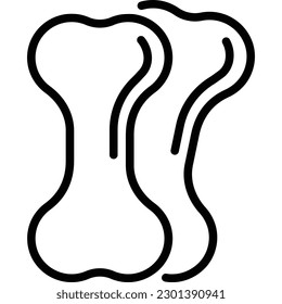 Pet snack thin line icon: two bones. Modern vector illustration for pet shop.