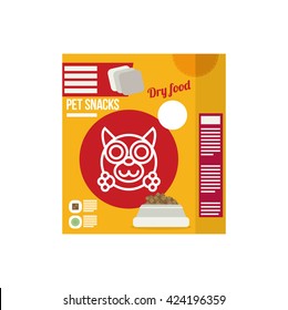 Pet snacks in pouches. Vector icon of dog dry food. Icon design for illustration, pet shop, advertising. Flat style.