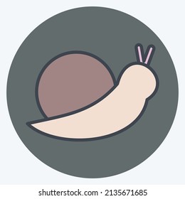 Pet Snail Icon in trendy color mate style isolated on soft blue background