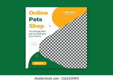 Pet Social Media post,  pet web banner design template