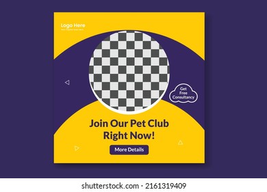Publicación en redes sociales para mascotas, plantilla de diseño de banners web para mascotas