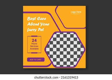Pet Social Media post,  pet web banner design template