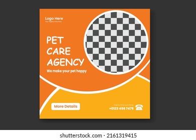 Pet Social Media post,  pet web banner design template