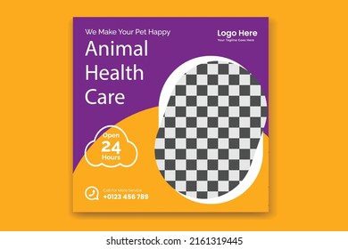 Pet Social Media post,  pet web banner design template