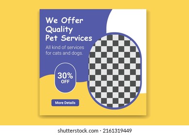 Publicación en redes sociales para mascotas, plantilla de diseño de banners web para mascotas