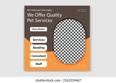 Pet Social Media post,  pet web banner design template