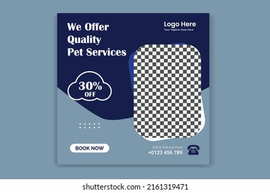 Pet Social Media post,  pet web banner design template