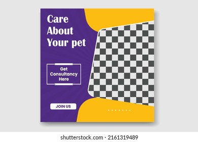 Publicación en redes sociales para mascotas, plantilla de diseño de banners web para mascotas