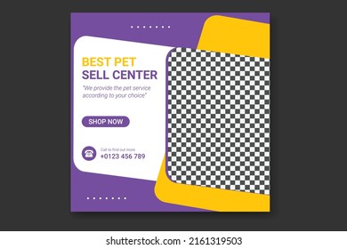 Pet Social Media post,  pet web banner design template