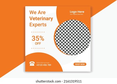 Pet Social Media post,  pet web banner design template