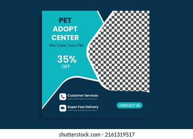 Pet Social Media post,  pet web banner design template