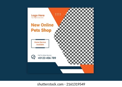 Pet Social Media post,  pet web banner design template