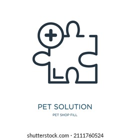 pet solution thin line icon. solution, business linear icons from pet shop fill concept isolated outline sign. Vector illustration symbol element for web design and apps.
