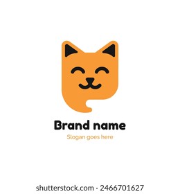 Pet speech bubble Illustration design of logotype business cat. Vector cat icon.