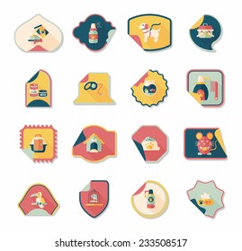 Pet sticker flat banner design background set, eps10