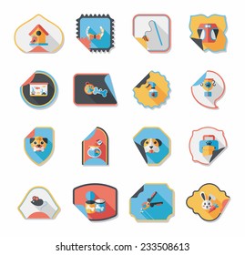 Pet sticker flat banner design background set, eps10