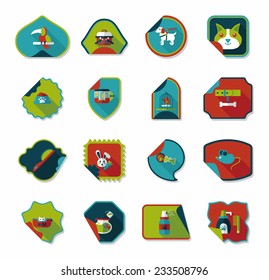 Pet sticker flat banner design background set, eps10