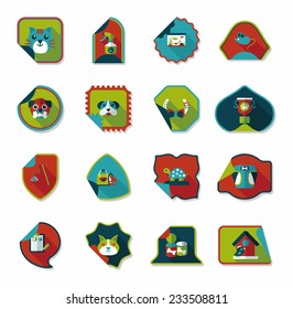 Pet sticker flat banner design background set, eps10