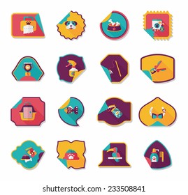 Pet sticker flat banner design background set, eps10