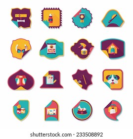 Pet sticker flat banner design background set, eps10