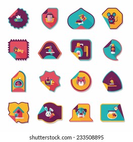 Pet sticker flat banner design background set, eps10