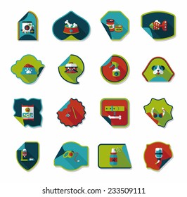 Pet sticker flat banner design background set, eps10