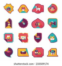 Pet sticker flat banner design background set, eps10