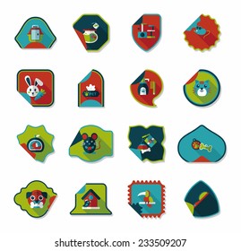 Pet sticker flat banner design background set, eps10