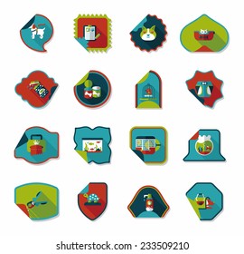 Pet sticker flat banner design background set, eps10