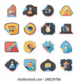 Pet sticker flat banner design background set, eps10