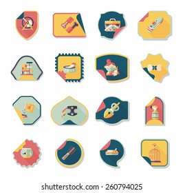 Pet sticker flat banner design background set, eps10