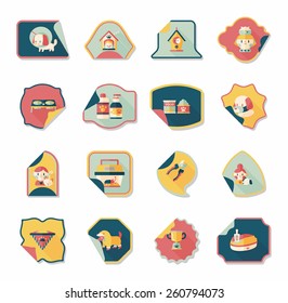 Pet sticker flat banner design background set, eps10