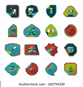 Pet sticker flat banner design background set, eps10