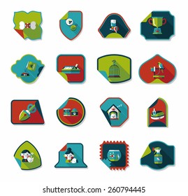 Pet sticker flat banner design background set, eps10