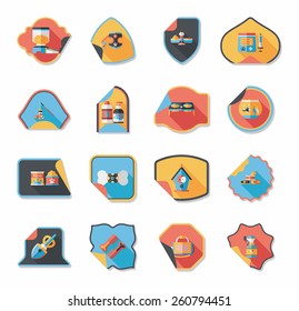 Pet sticker flat banner design background set, eps10
